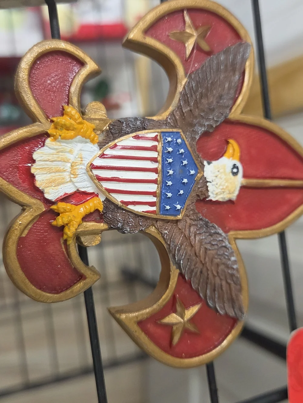 Kurt Adler Scouting America/Boy Scouts of America red fleur-de-lis and eagle